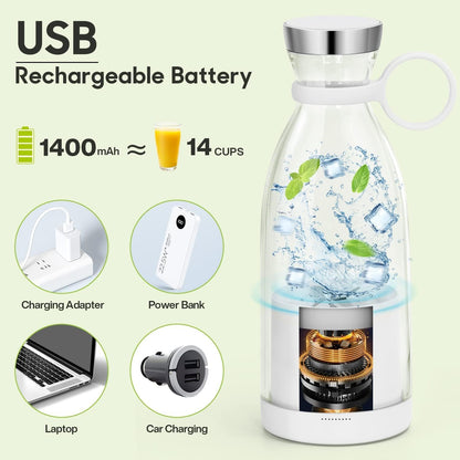 USB Rechargeable Mini Juicer Blender🍹| Portable 420ml Juicer Bottle