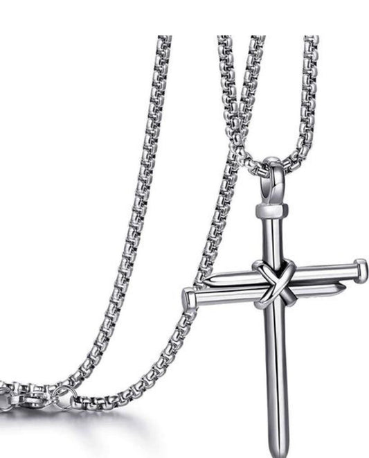 Silver-Plated Stainless Steel Jesus Cross Pendant with Chain ✝️✨